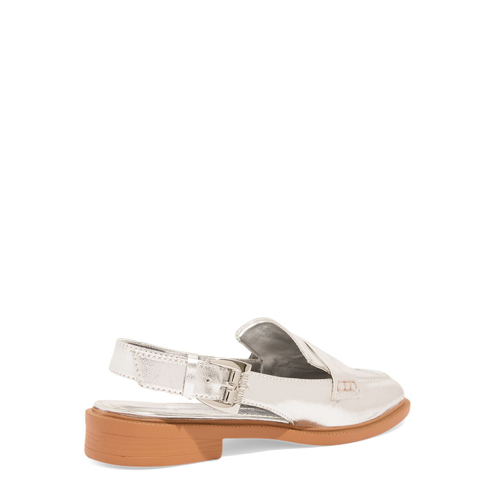 Mocassim Santa Lolla Prata Metalizado Salto Baixo