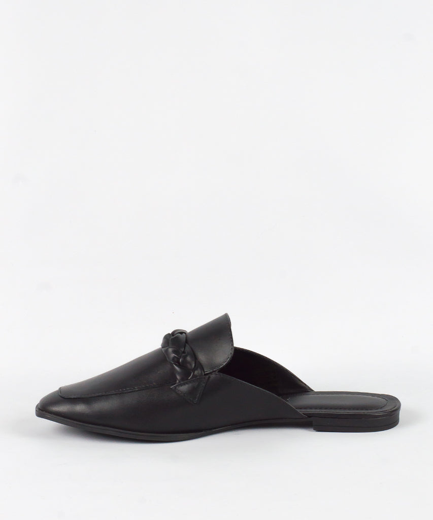 Mule Santa Lolla Preto Tramado Couro Bico Quadrado