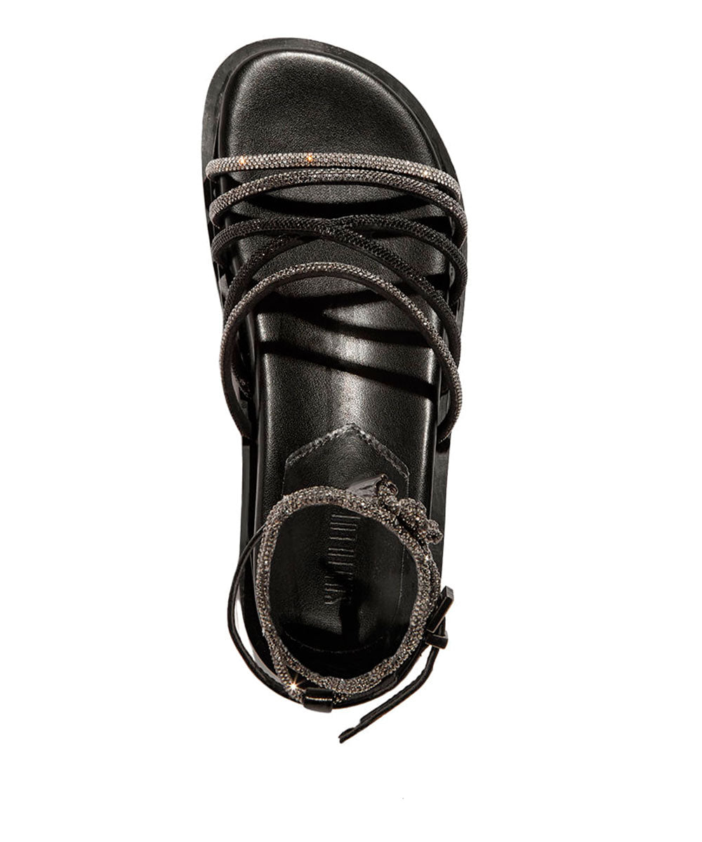 Papete Santa Lolla Amarração Fina Brilhos Preta