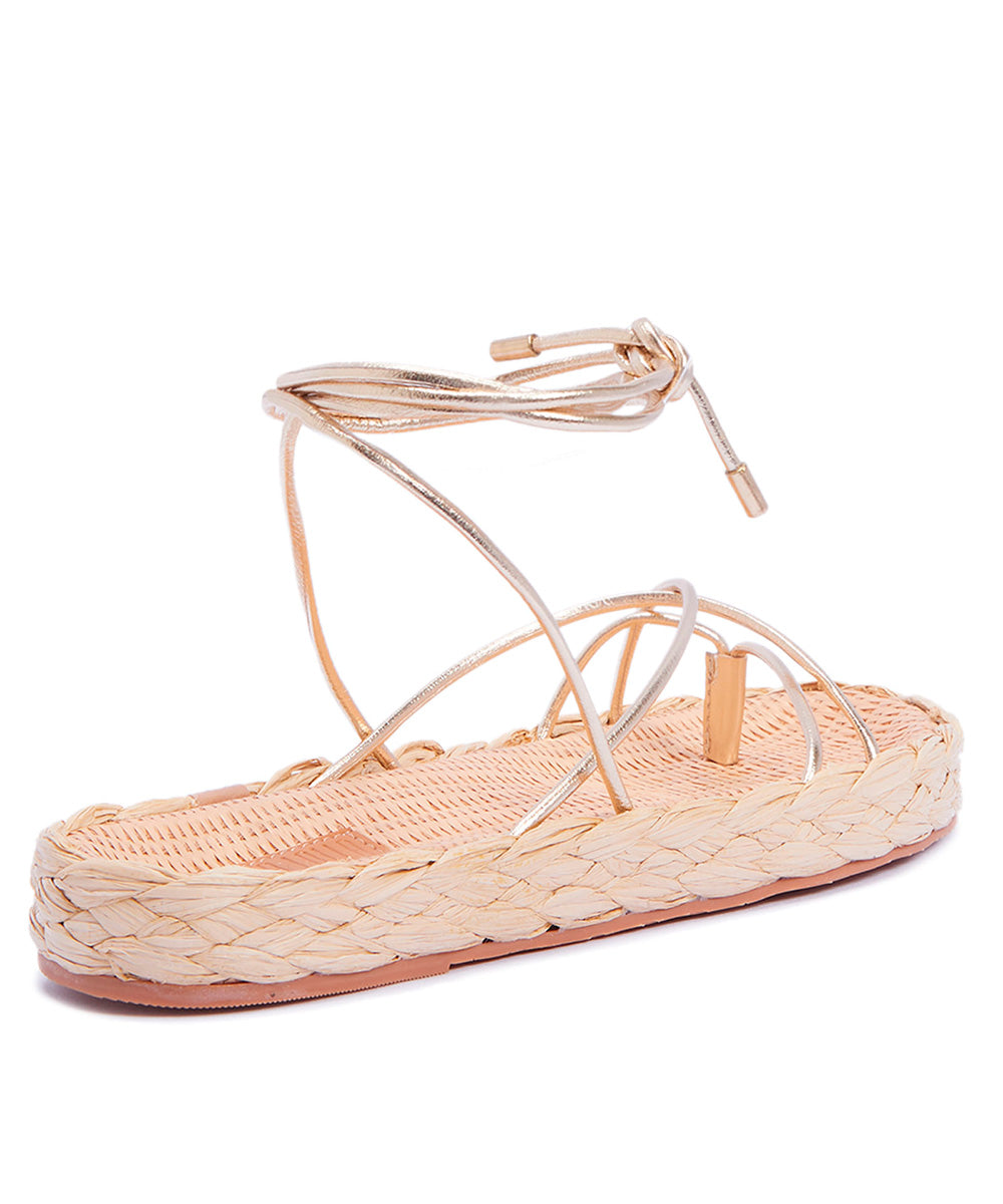 Papete Santa Lolla Palha Tiras Dourada Metalizada Amarração