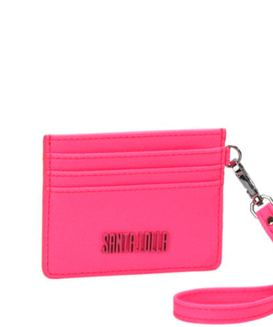 Porta Cartão Santa Lolla Rosa Neon Alça Mão