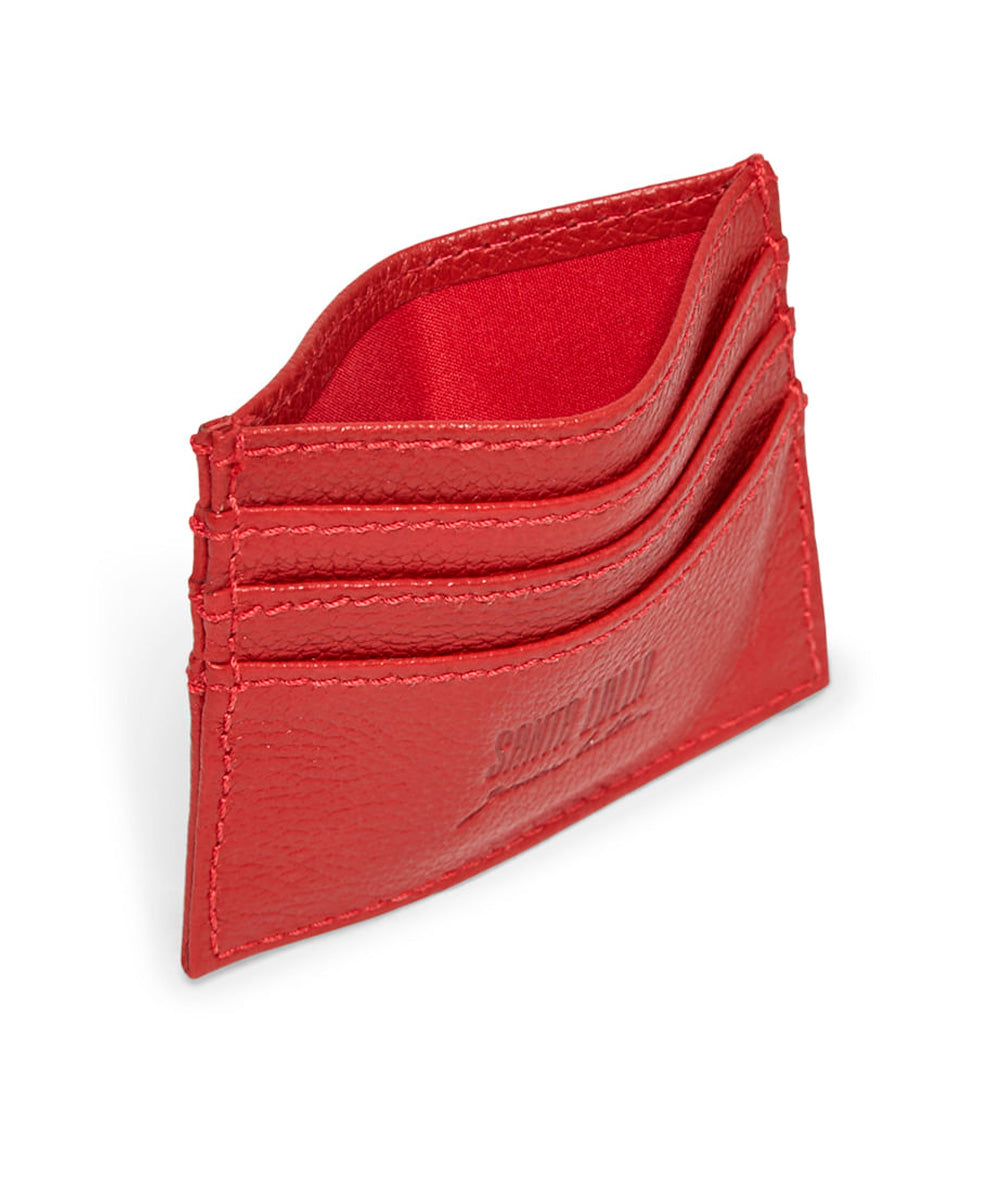 Porta Cartão Santa Lolla Vermelho Couro