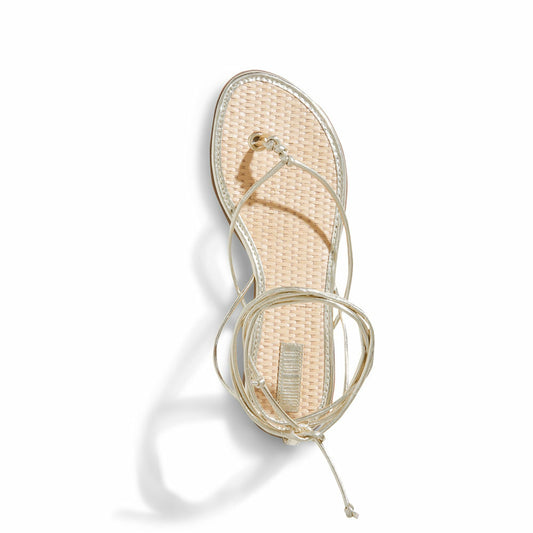 Rasteira Dourada Santa Lolla Tiras Amarração