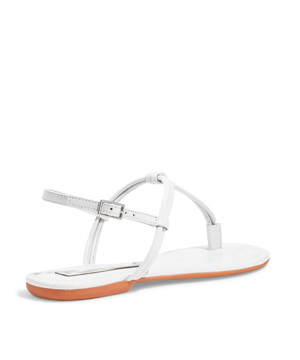 Rasteira Flat Santa Lolla Verniz Glossy Tiras Finas Branca