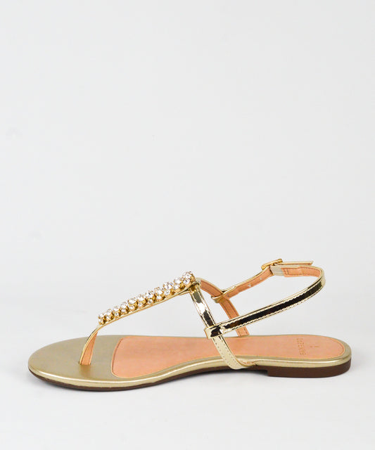 Rasteira La Femme Dourada Metalizada Pedras - 13.1101