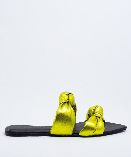 Rasteira Lialine Pistache Metalizado Nó - 9870BV21