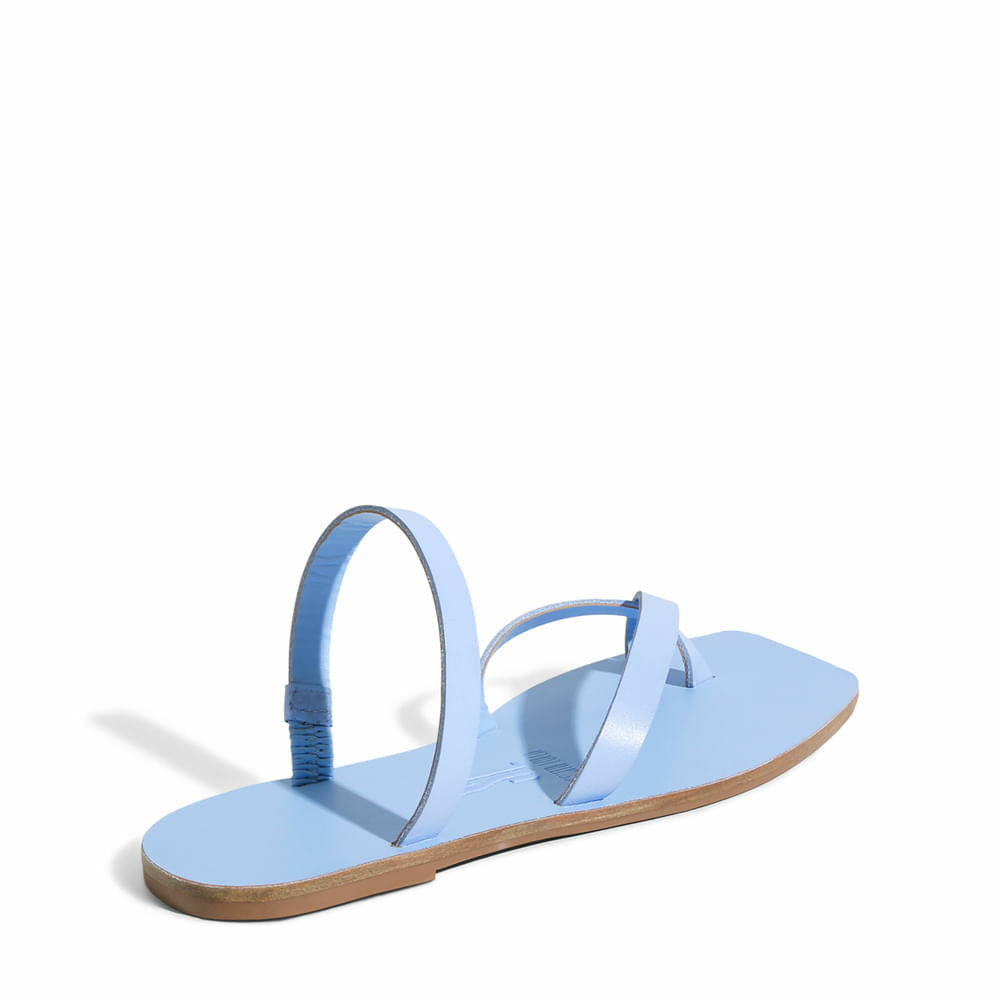 Rasteira Santa Lolla Azul Maresia Couro Tiras