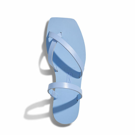 Rasteira Santa Lolla Azul Maresia Couro Tiras