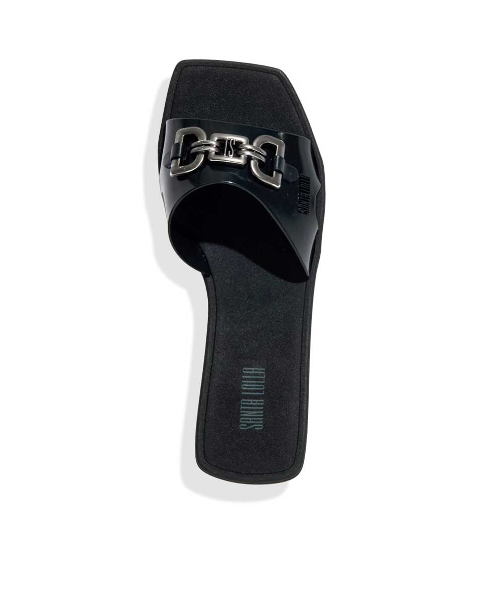 Rasteira Santa Lolla Borracha Preta Bico Quadrado