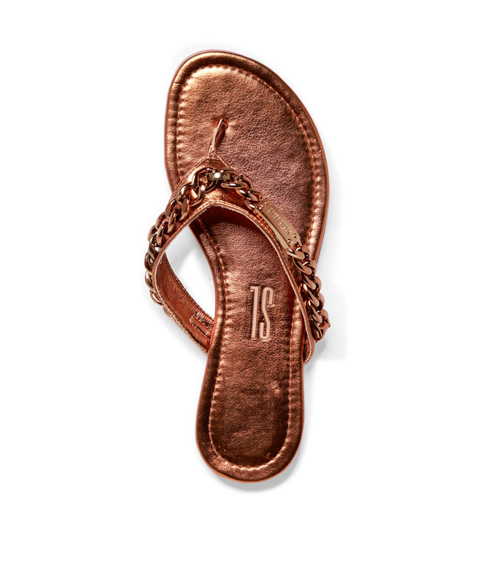 Rasteira Santa Lolla Bronze Metalizado Correntes