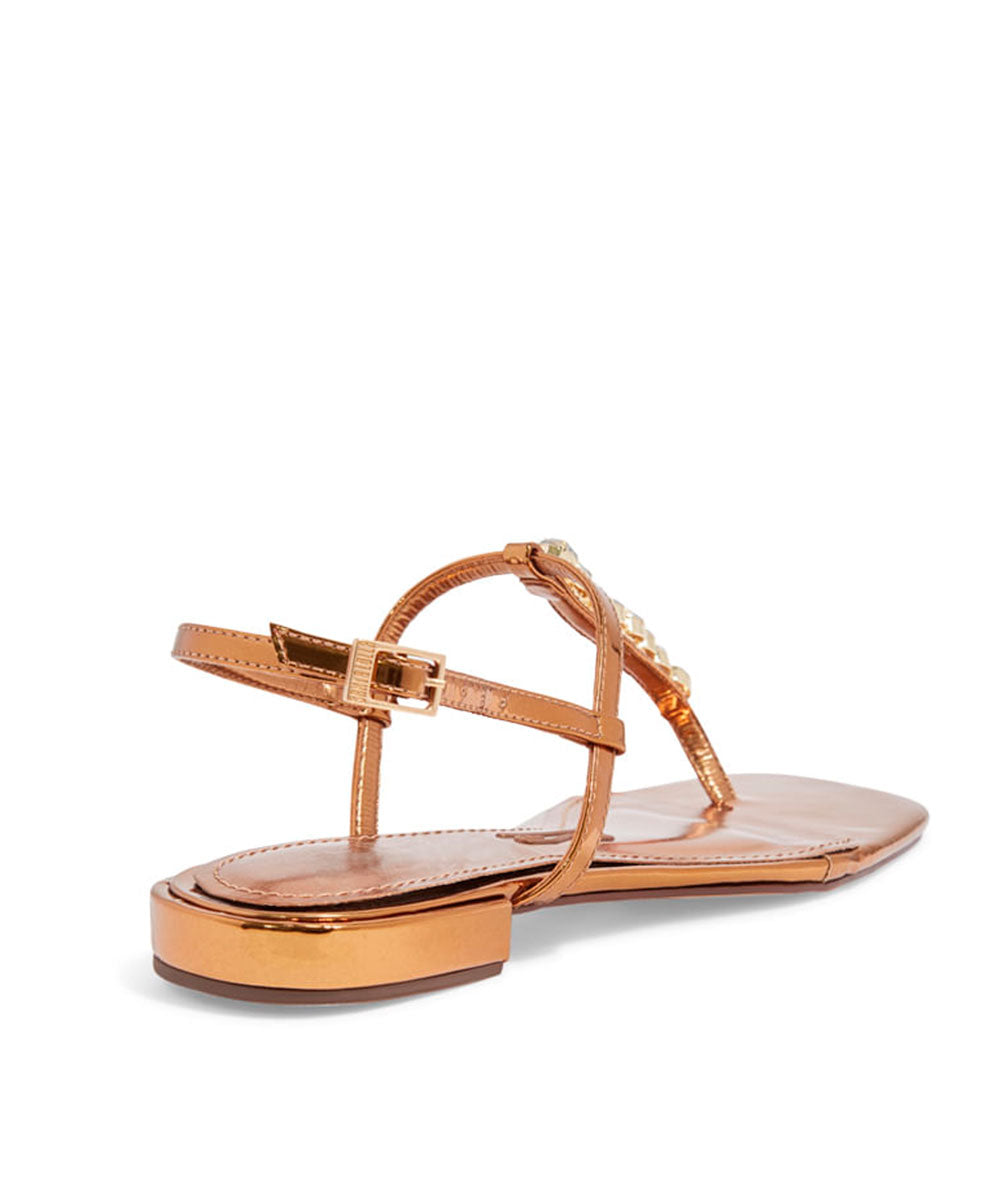 Rasteira Santa Lolla Bronze Pedraria Bico Quadrado