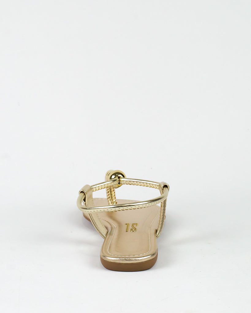 Rasteira Santa Lolla Dourada Esferas Metal Crinkle