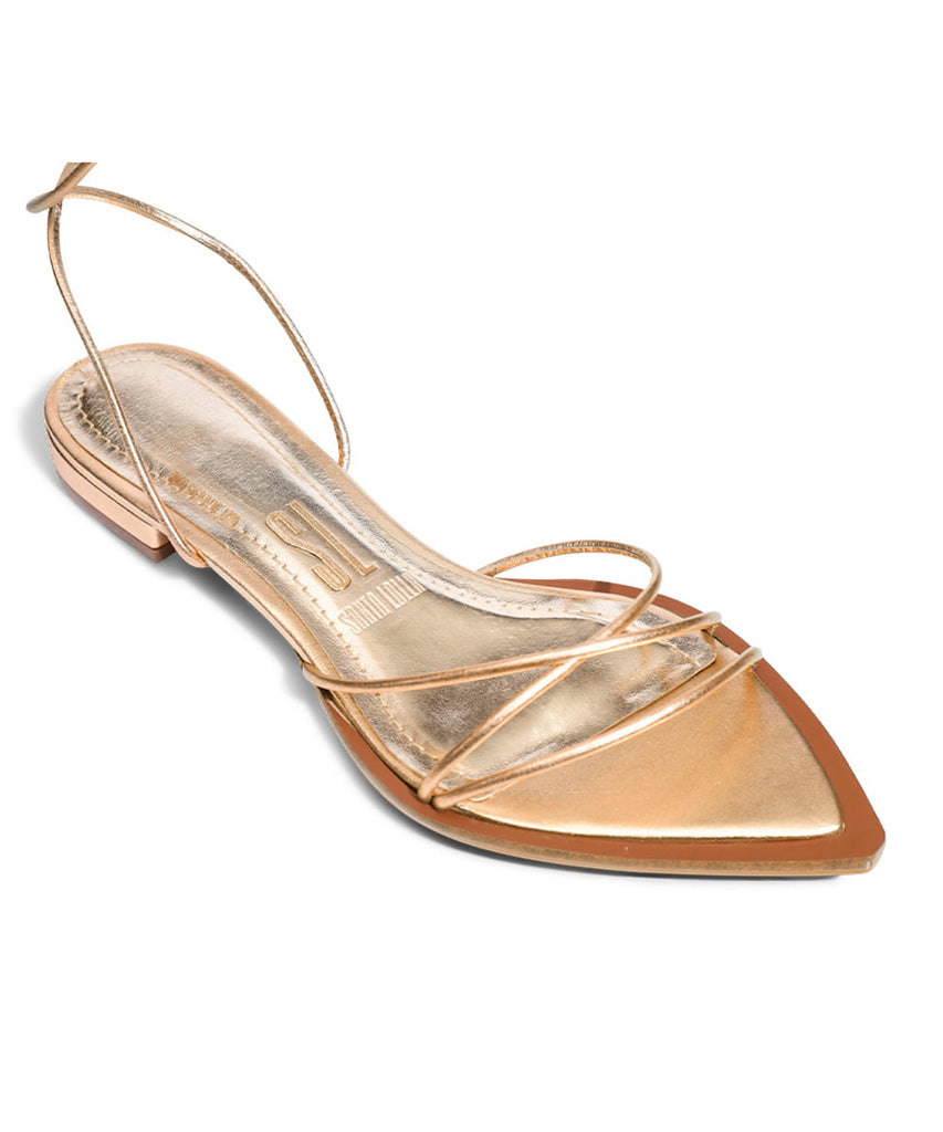 Rasteira Santa Lolla Dourada Flat Amarração