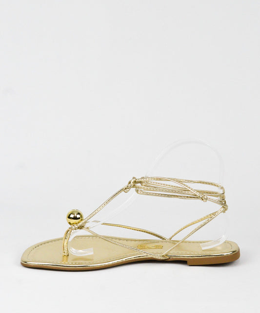 Rasteira Santa Lolla Dourada Metalizada Amarração Esfera - 01F7.2C18.014F.0168