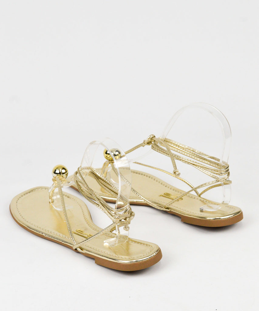 Rasteira Santa Lolla Dourada Metalizada Amarração Esfera - 01F7.2C18.014F.0168