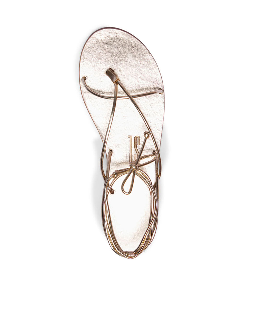 Rasteira Santa Lolla Dourada Metalizada Amarração