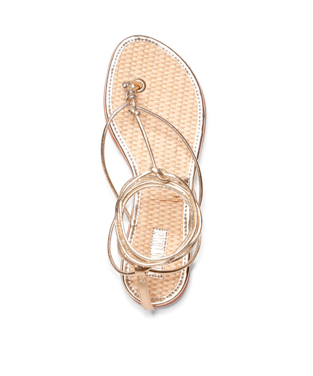 Rasteira Santa Lolla Dourada Metalizada Amarração