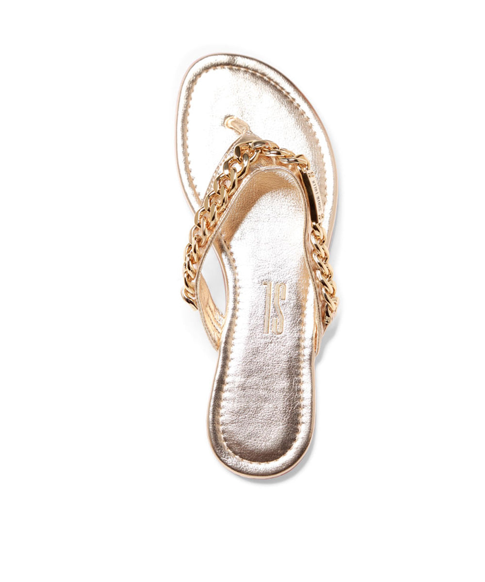 Rasteira Santa Lolla Dourada Metalizada Correntes