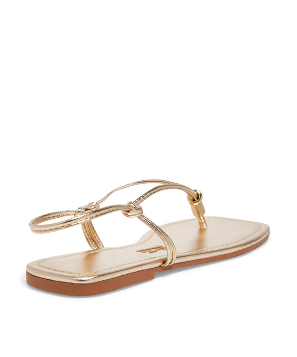 Rasteira Santa Lolla Dourada Metalizada Placa