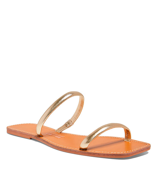 Rasteira Santa Lolla Dourada Metalizada Tiras