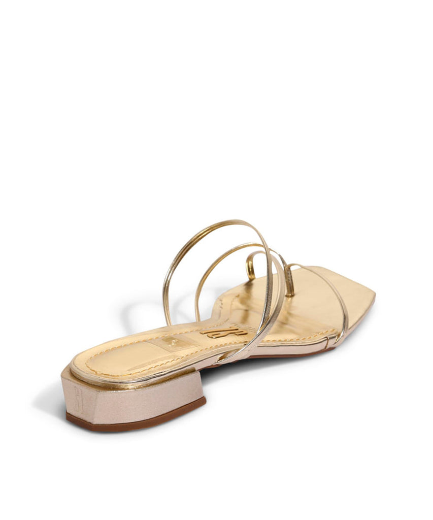 Rasteira Santa Lolla Dourada Salto Baixo