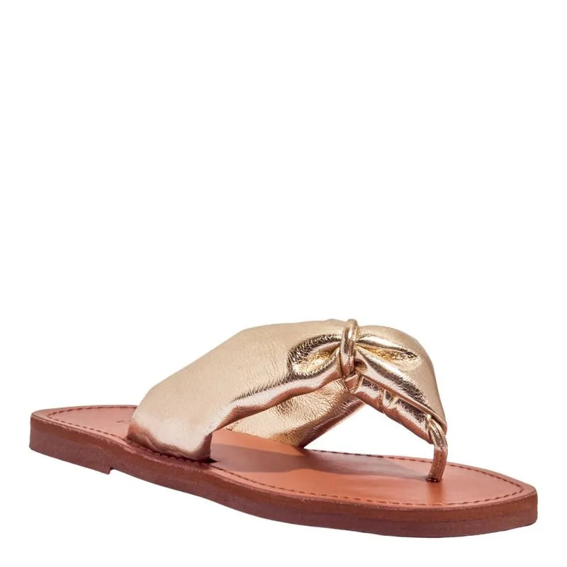 Rasteira Santa Lolla Dourada Tiras Nó