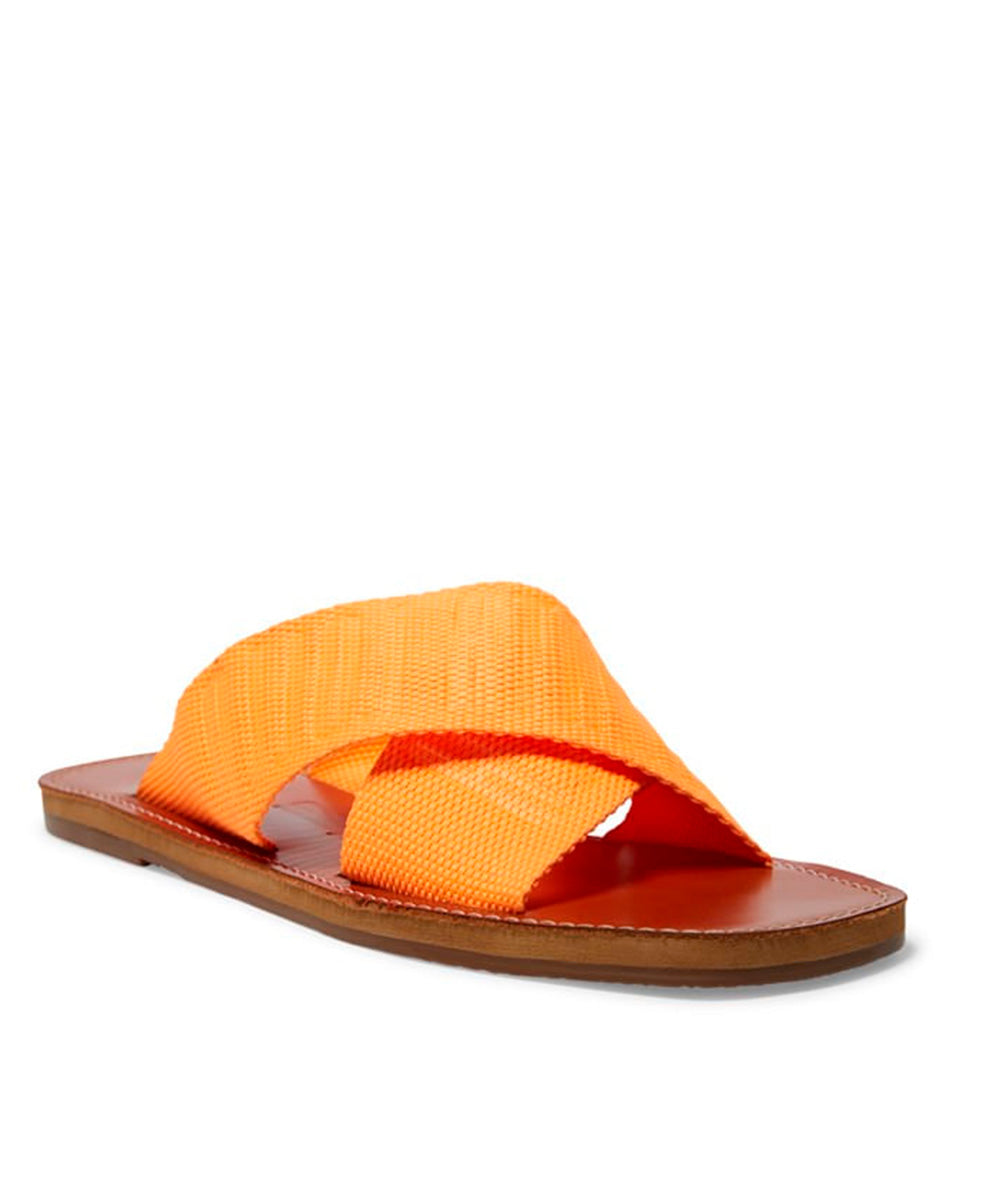 Rasteira Santa Lolla Laranja Faixa Transpassada Gorgurão