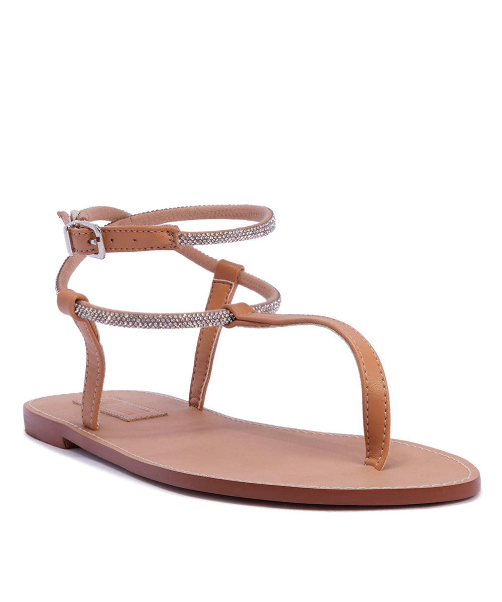 Rasteira Santa Lolla Nude Tira Strass