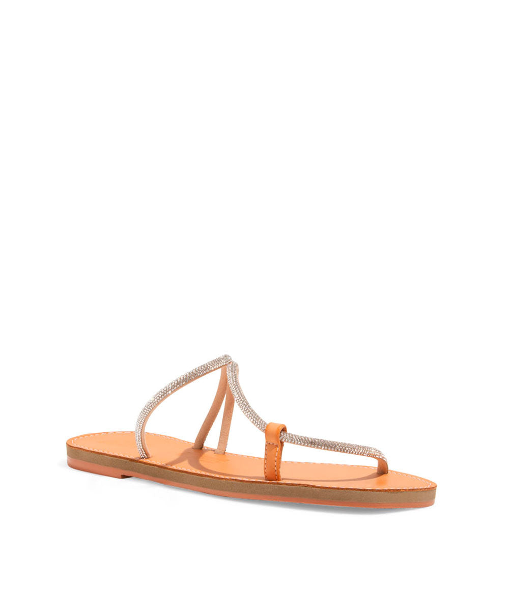 Rasteira Santa Lolla Nude Tiras Strass Brilho