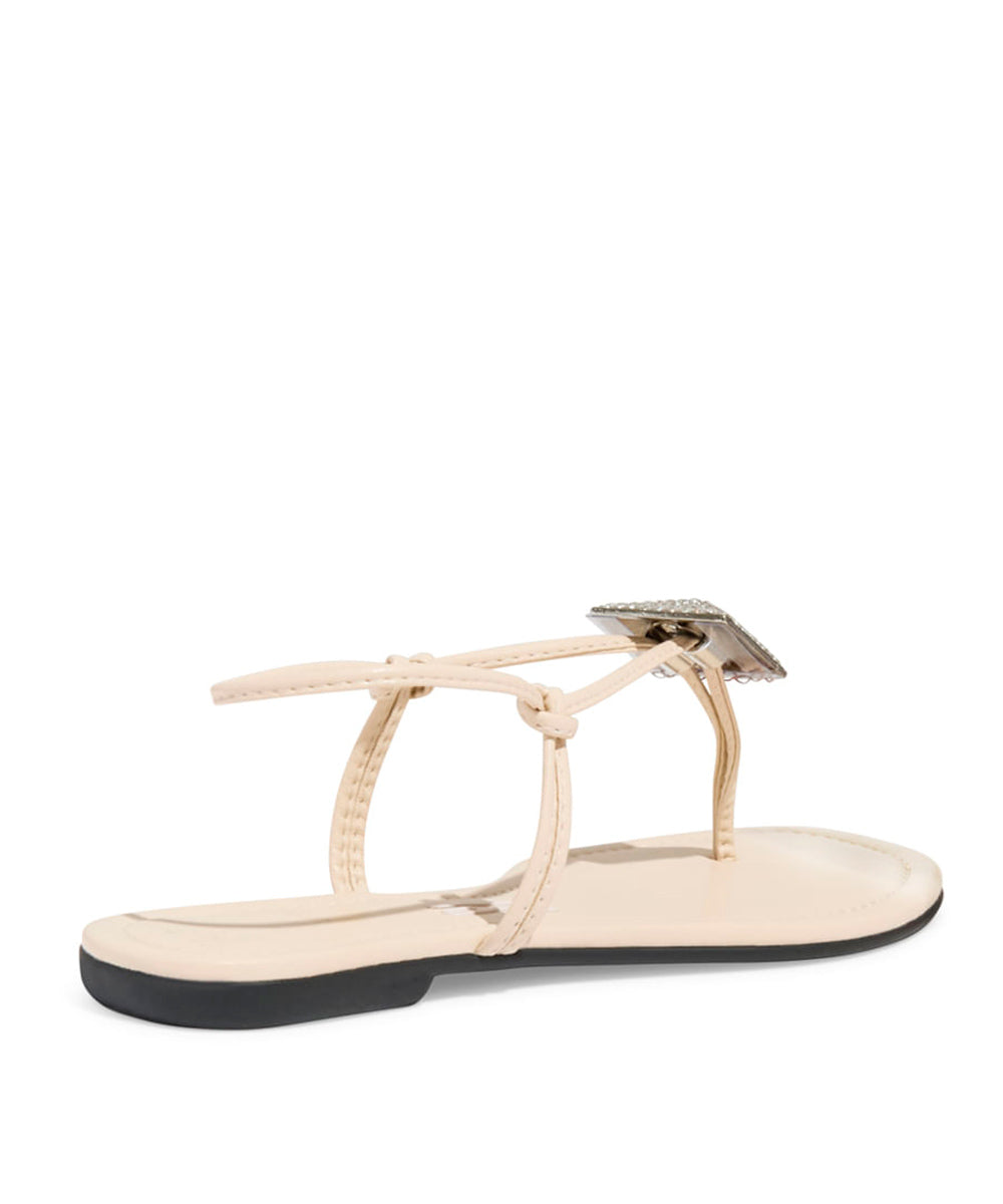 Rasteira Santa Lolla Off White Bico Quadrado