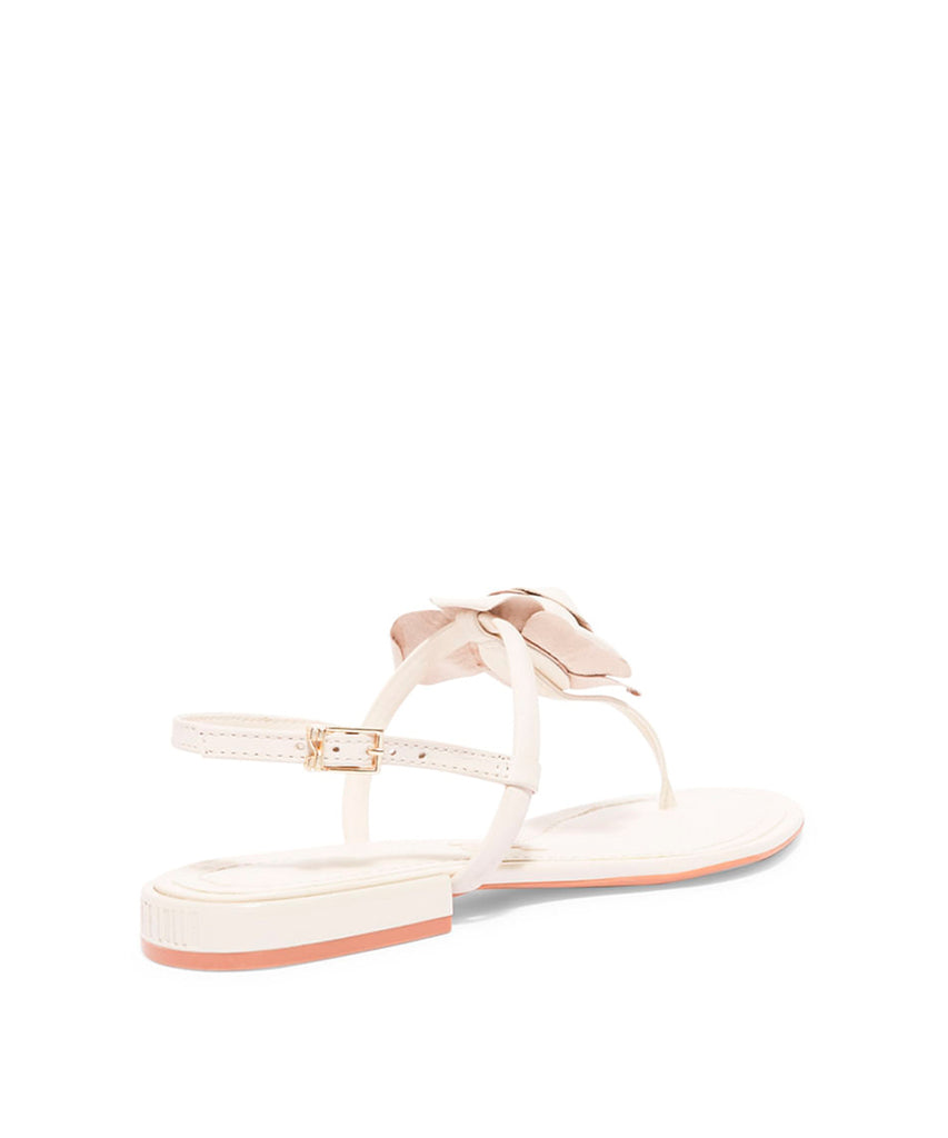 Rasteira Santa Lolla Off White Flor Couro