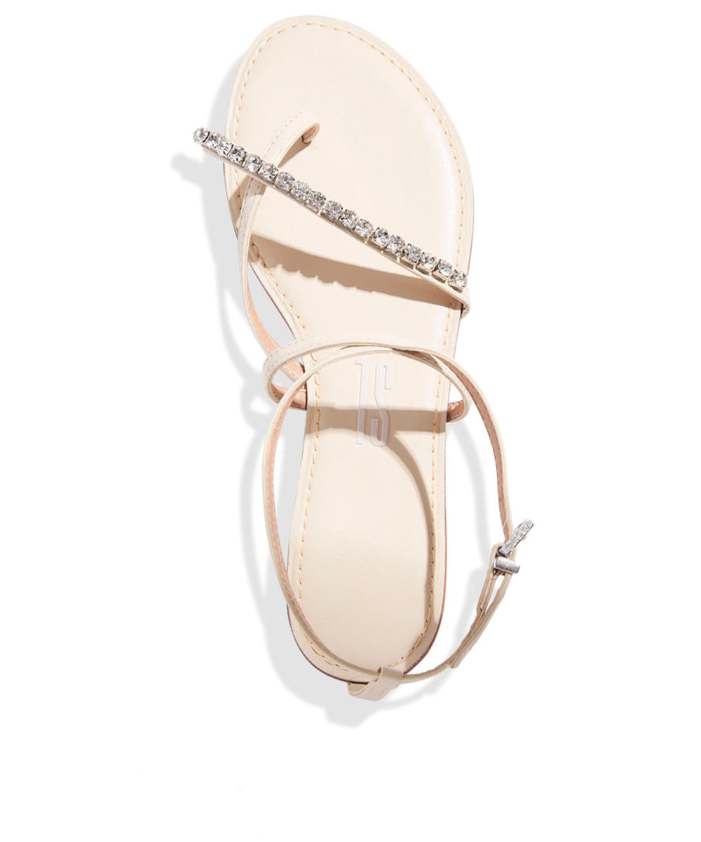 Rasteira Santa Lolla Off White Tiras Finas Pedraria