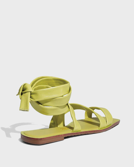 Rasteira Santa Lolla Oliva Couro Amarração