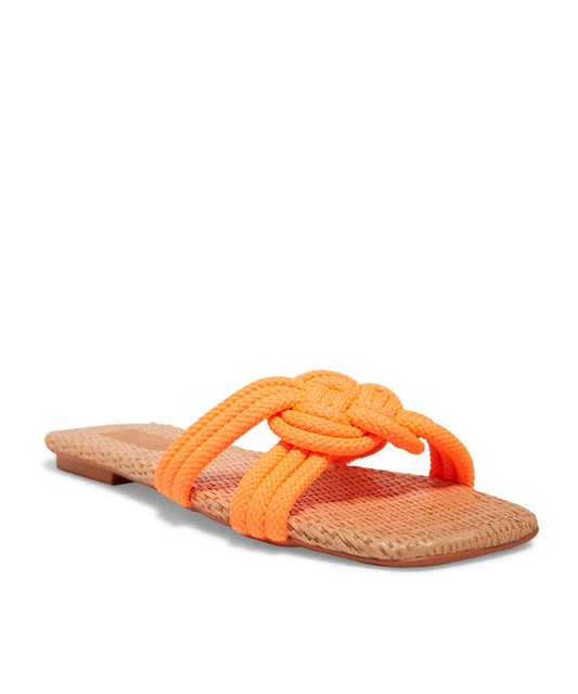 Rasteira Santa Lolla Palha Laranja Corda Nó