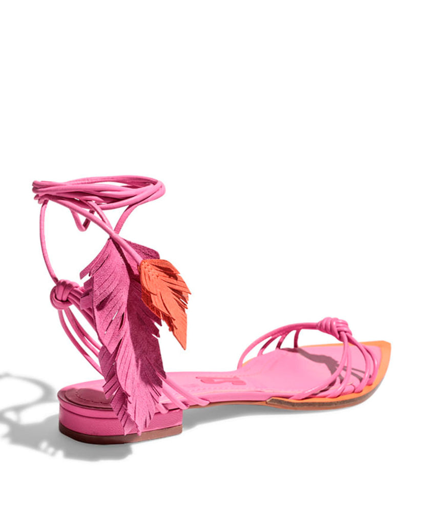 Rasteira Santa Lolla Pink Folha Amarração