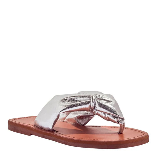 Rasteira Santa Lolla Prata Tiras Nó