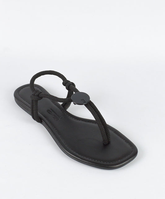 Rasteira Santa Lolla Preta Cordão Thong