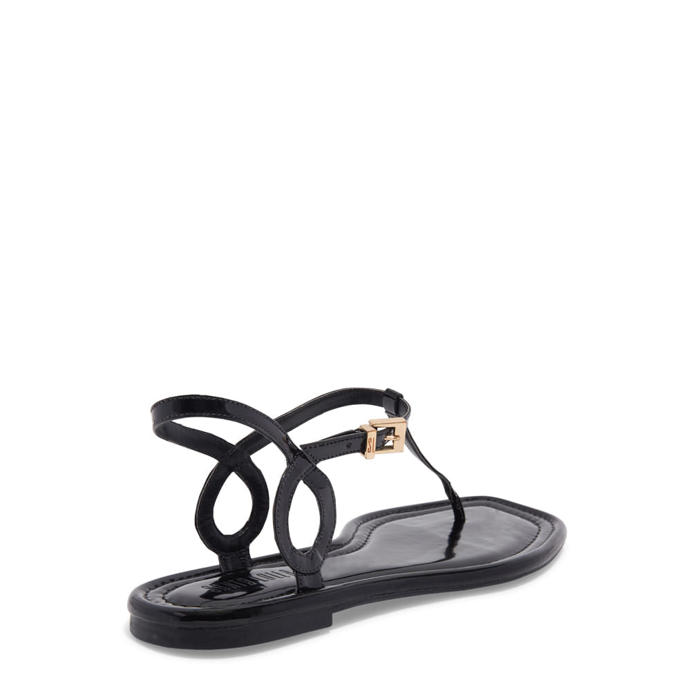 Rasteira Santa Lolla Preta Tiras Curvas Bico Quadrado