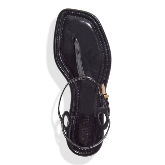 Rasteira Santa Lolla Preta Tiras Curvas Bico Quadrado