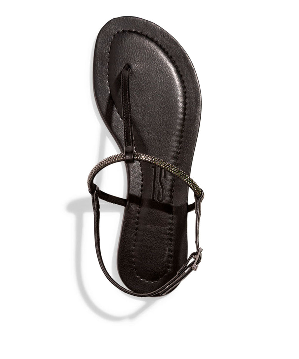 Rasteira Santa Lolla Preta Tiras Finas Strass