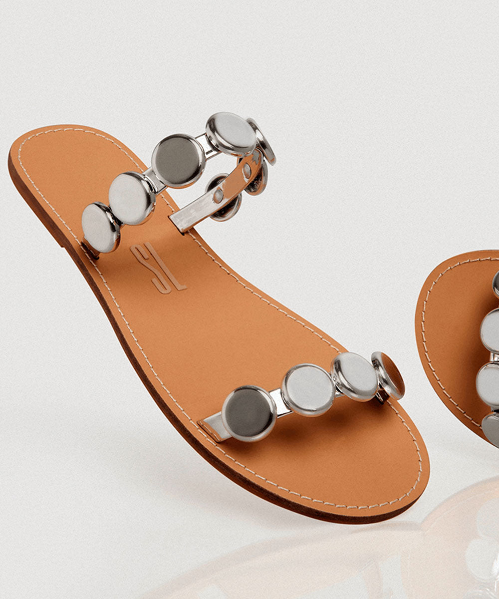 Rasteira Santa Lolla Specchio Prata Bico Redondo