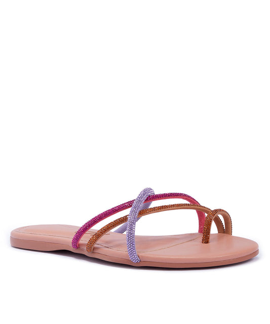 Rasteira Santa Lolla Tiras Cores Strass