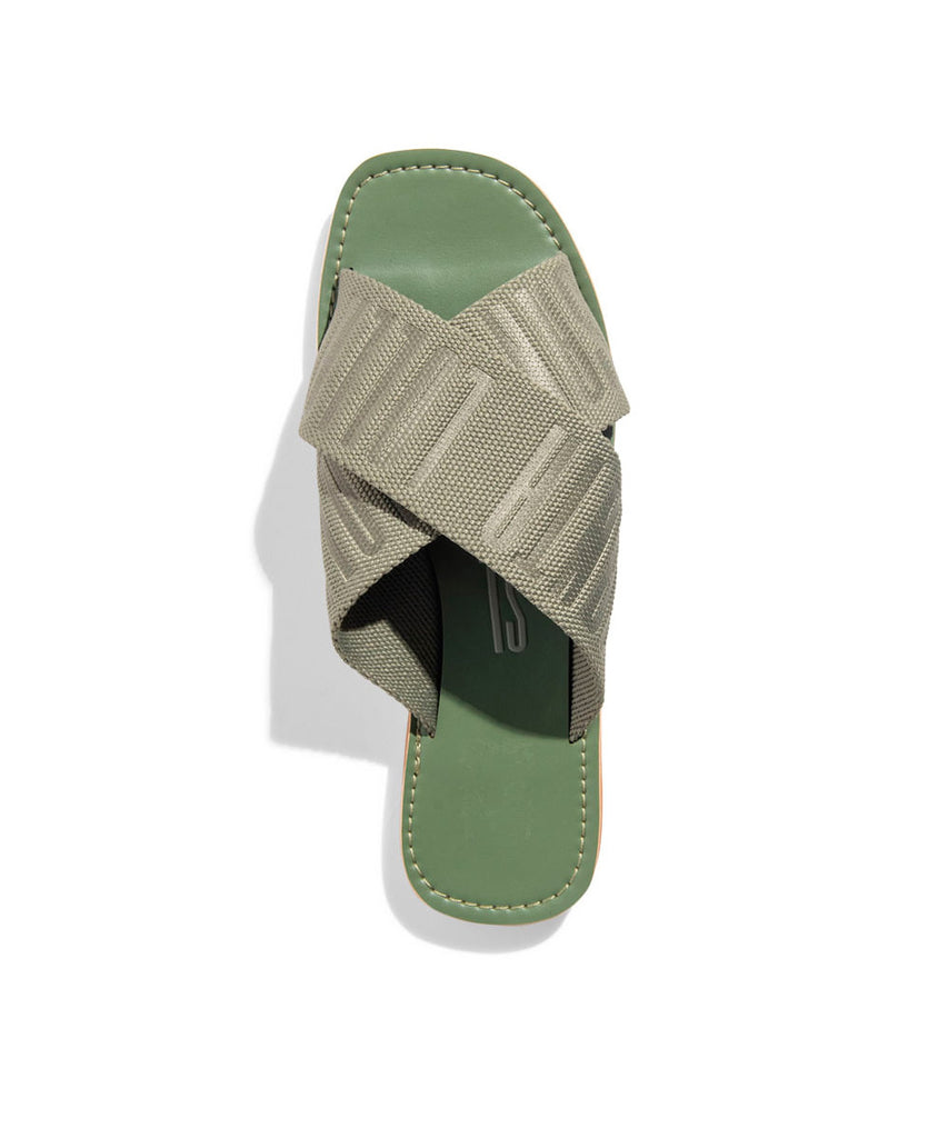 Rasteira Santa Lolla Verde Faixa Transpassada Gorgurão