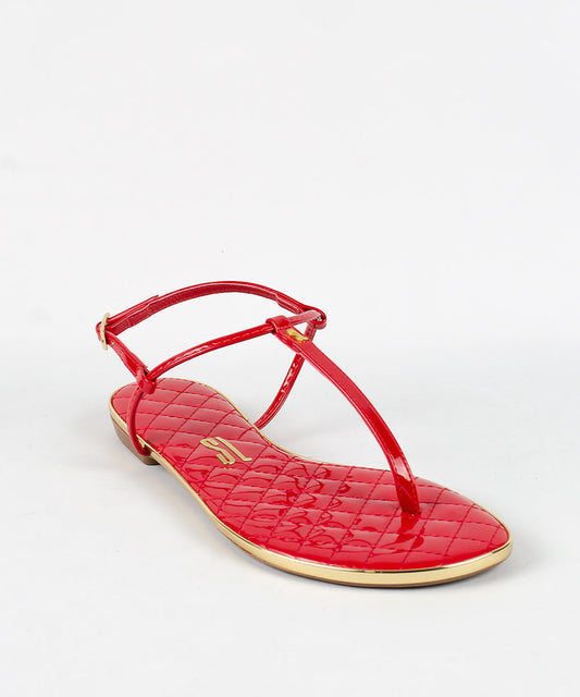 Rasteira Santa Lolla Vermelha Verniz