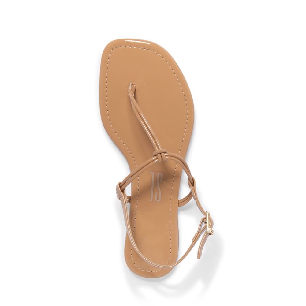 Rasteirinha Bege Verniz Santa Lolla Tiras Nó