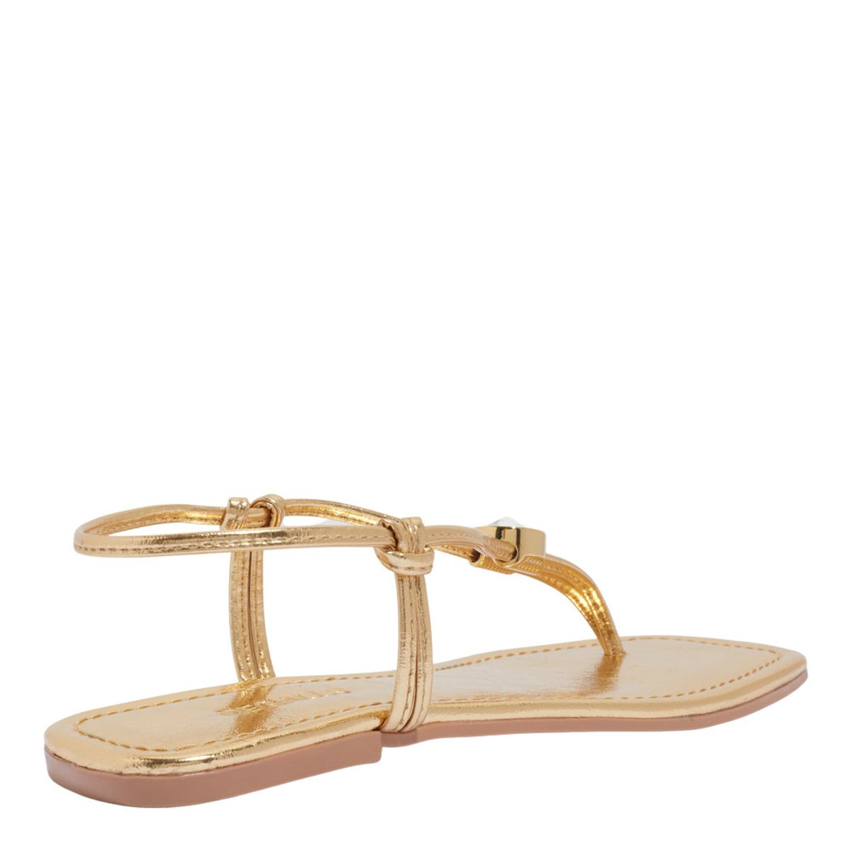 Rasteirinha Degalls Dourada Pedra Strass Bico Quadrado