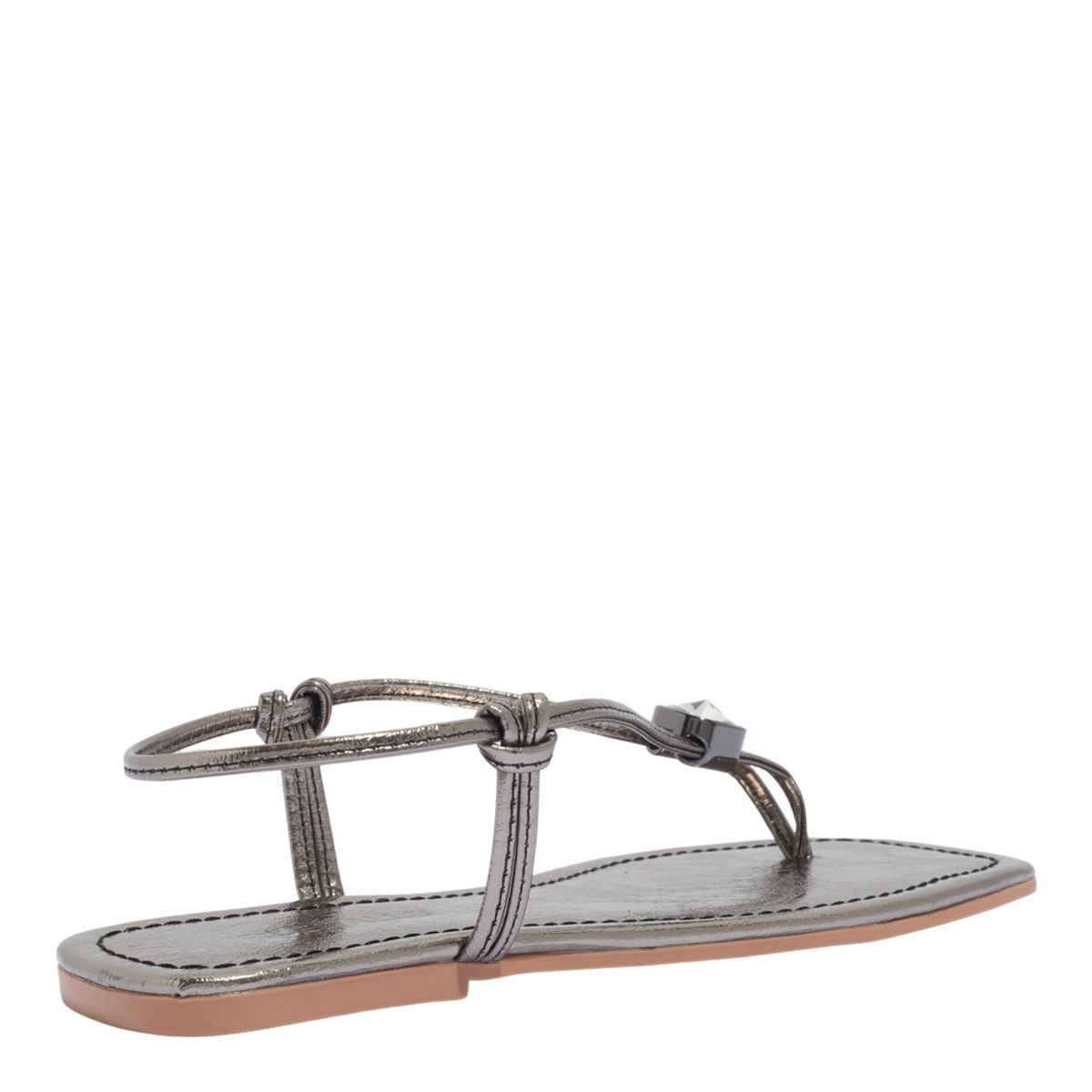 Rasteirinha Degalls Grafite Pedra Strass Bico Quadrado