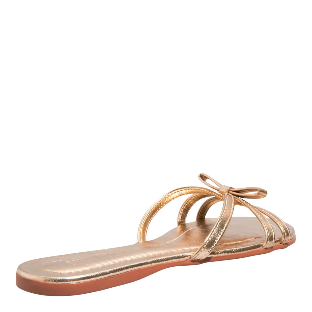 Rasteirinha Dourada Metalizada Santa Lolla Laço