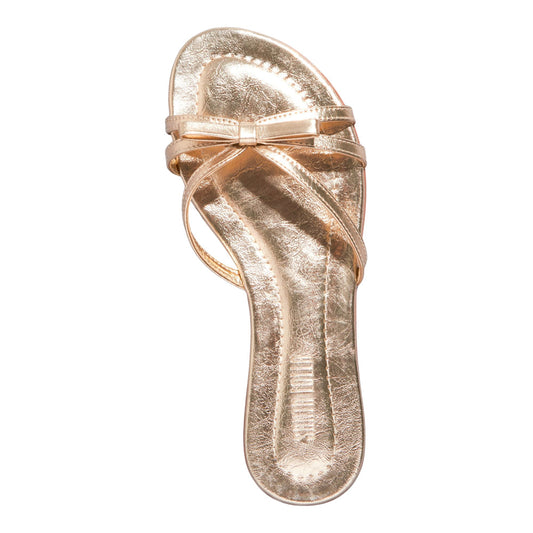 Rasteirinha Dourada Metalizada Santa Lolla Laço