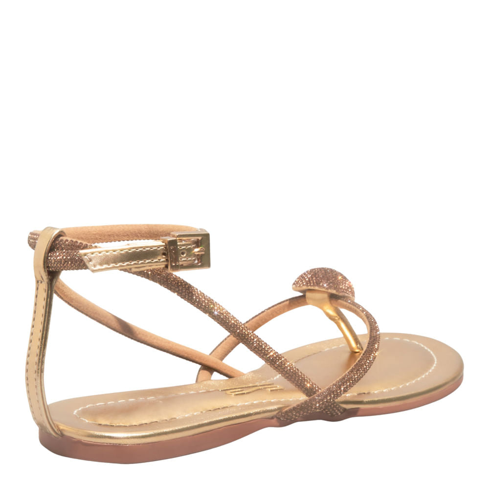 Rasteirinha Dourada Strass Santa Lolla Botão